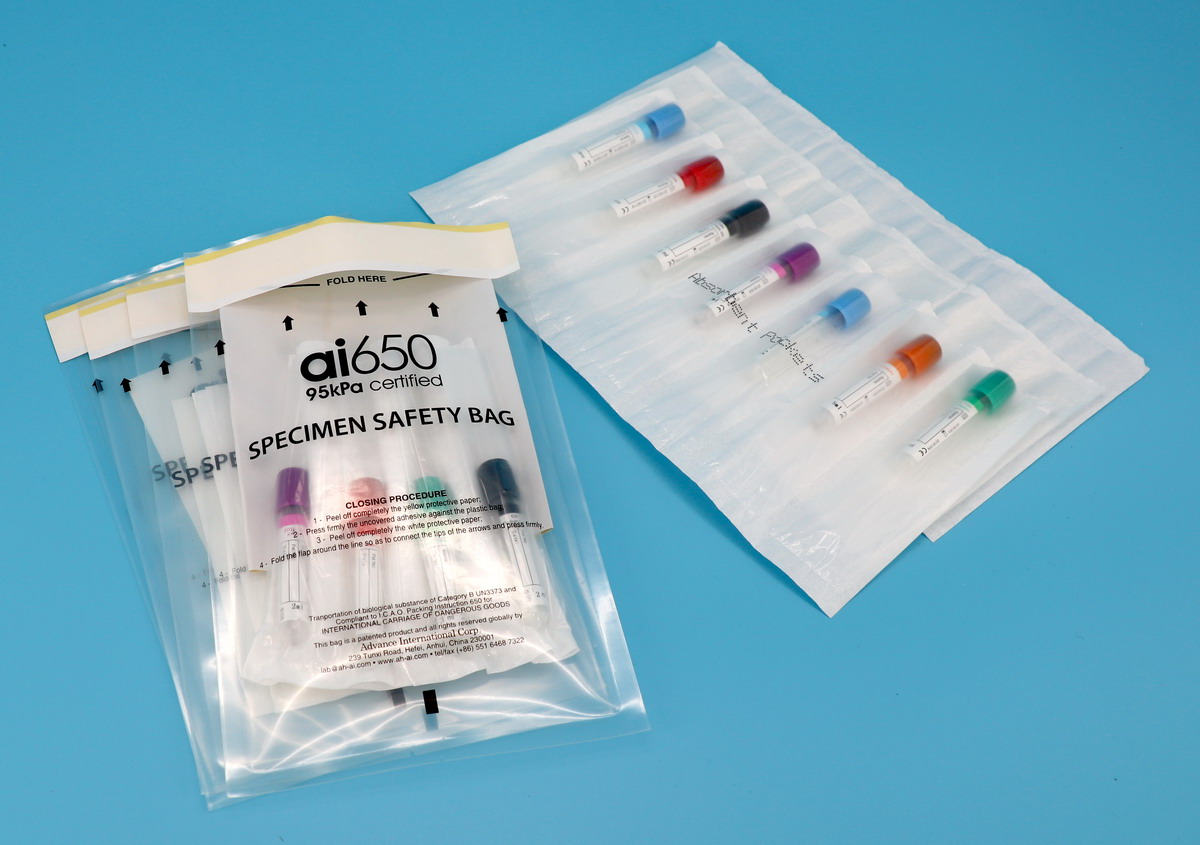 Types of Specimen Bags 95kPa Safety Transport Bags, Absorbent Pocket