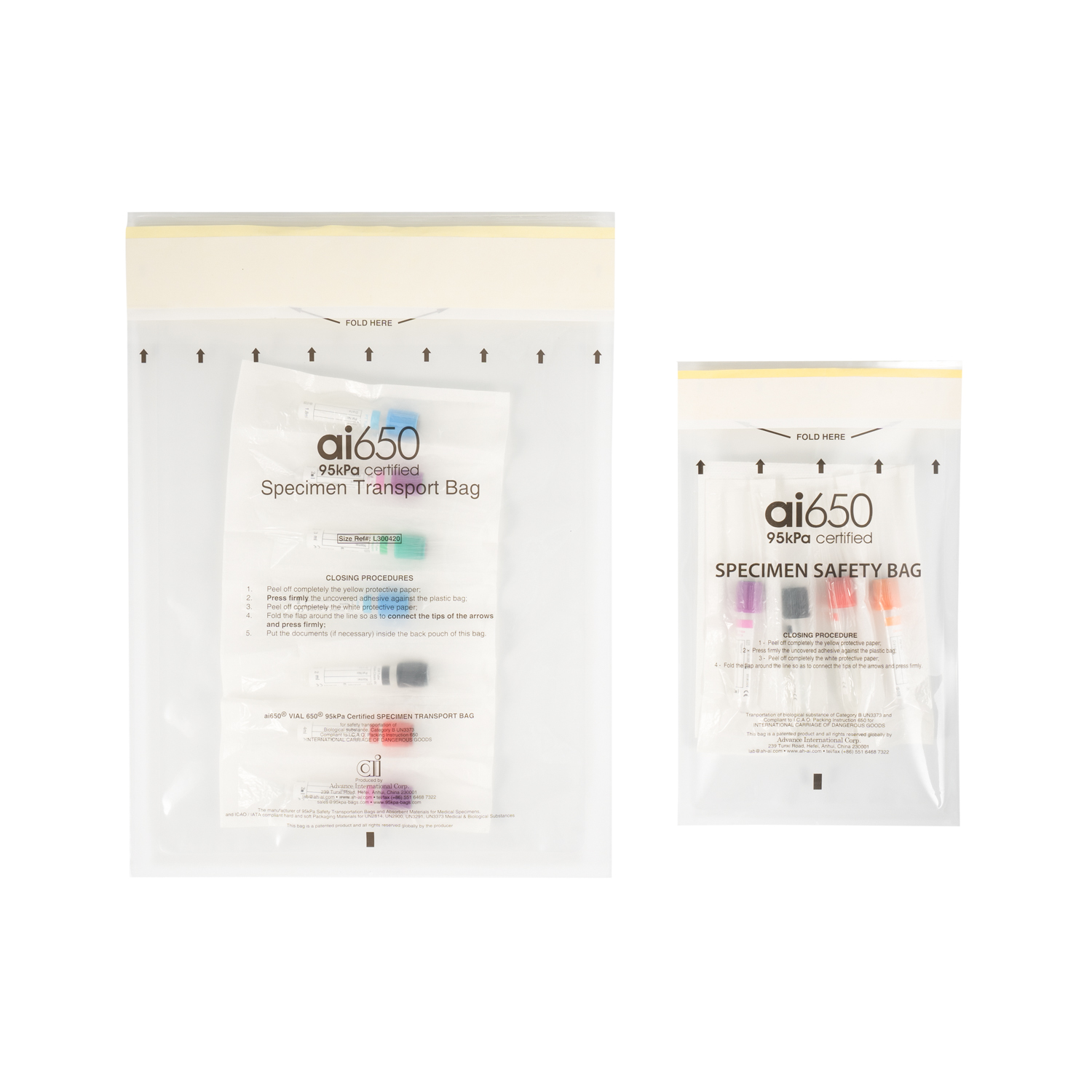 Different Types of Closures for Specimen Transport Bags 95kPa Safety